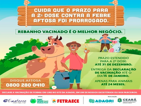 Segunda etapa da Campanha de Vacinação contra Febre Aftosa no Ceará