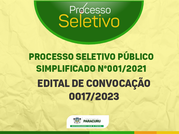 EDITAL DE CONVOCAÇÃO Nº0017/2023